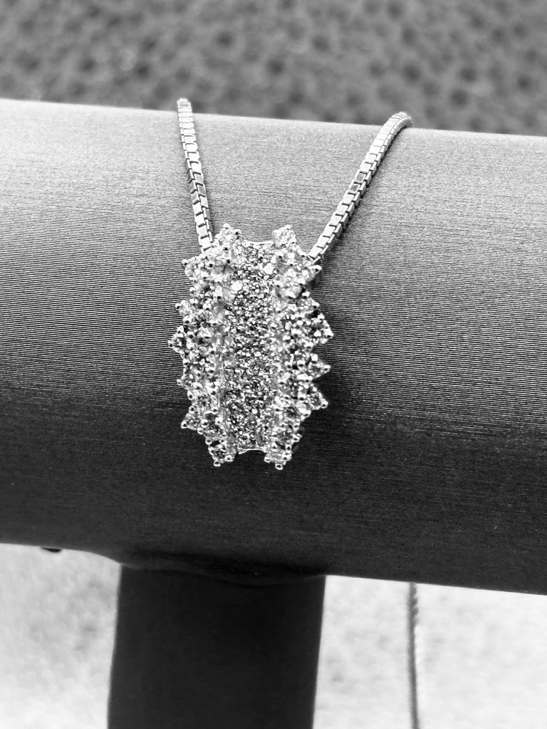 14 Karat White Gold Diamond Cluster Necklace