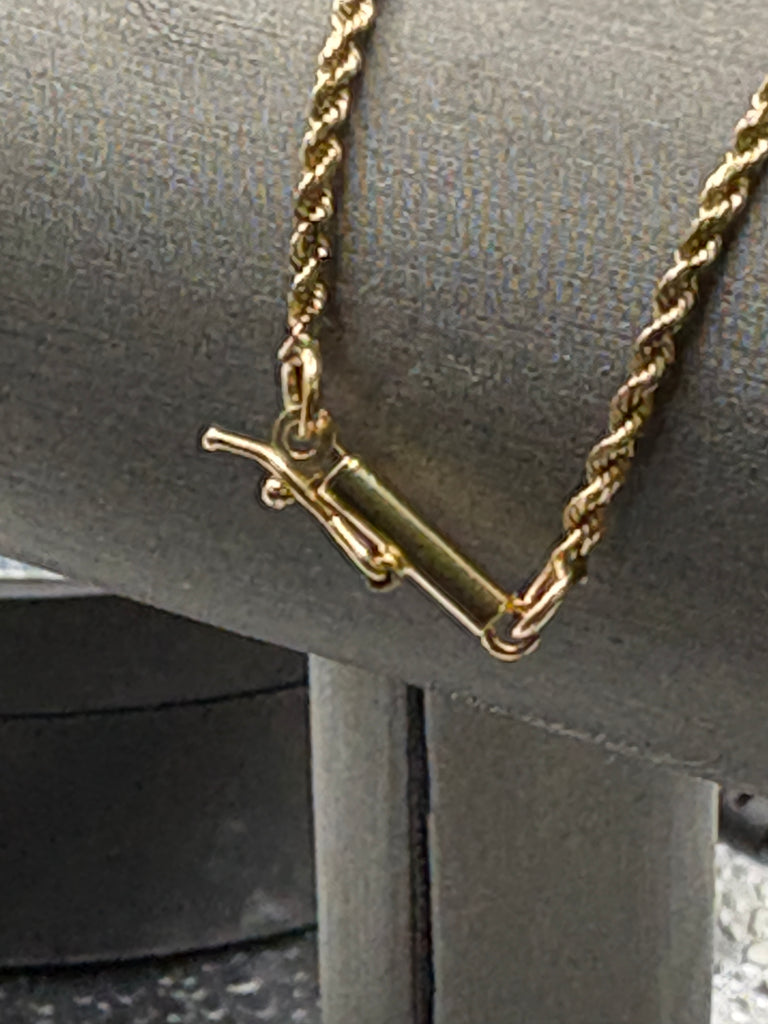 14 Karat Yellow Gold Sapphire & Diamond Pendant Rope Necklace