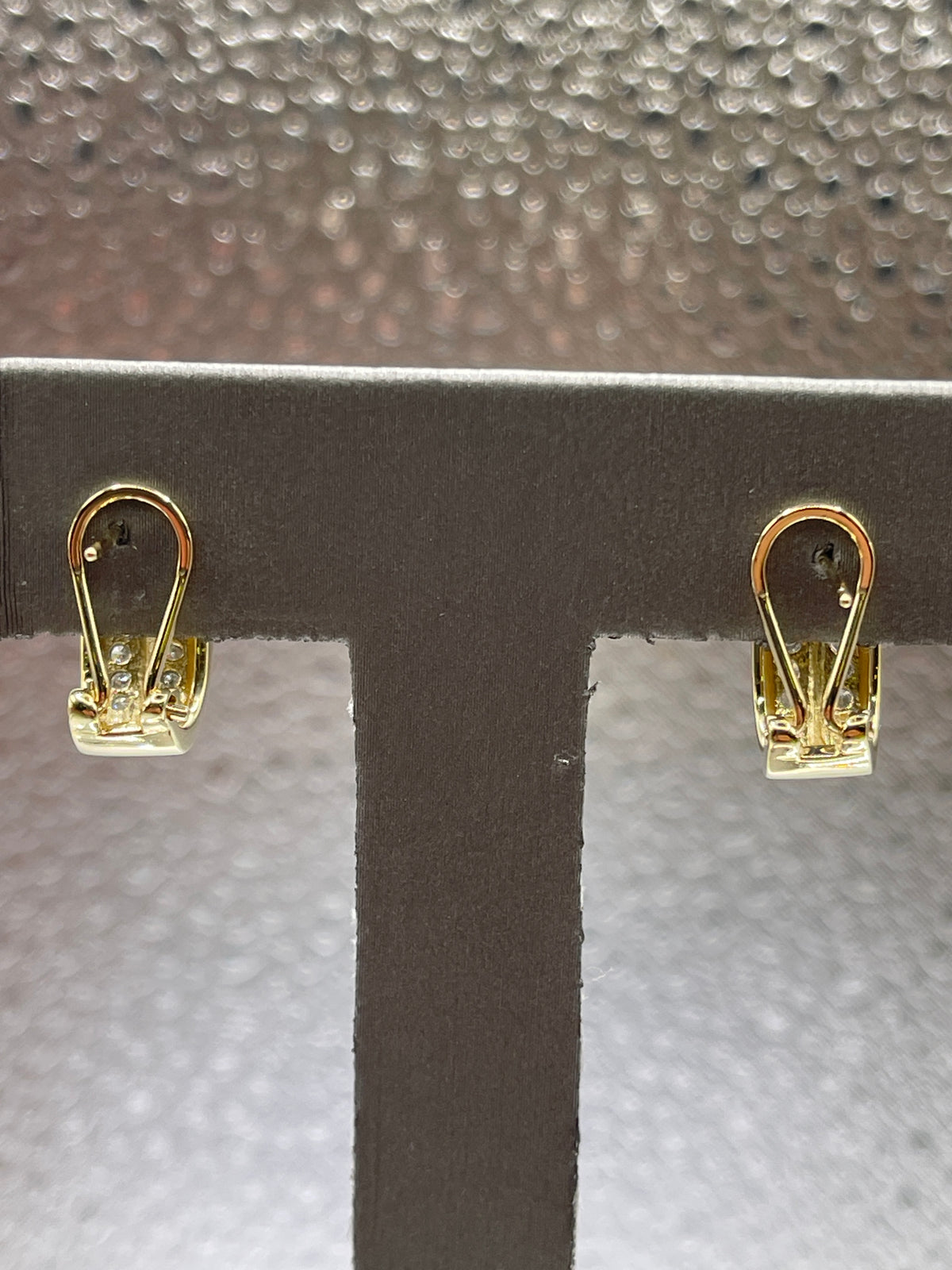 Ladies 14 Karat Solid Yellow Gold Diamond Stud Hoop Earrings