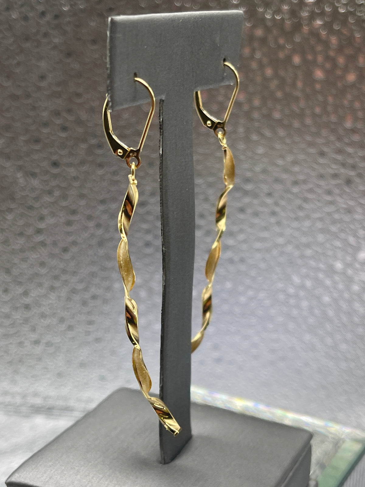 Ladies Imported 14 Karat Solid Yellow Gold Twisted Dangling Earrings