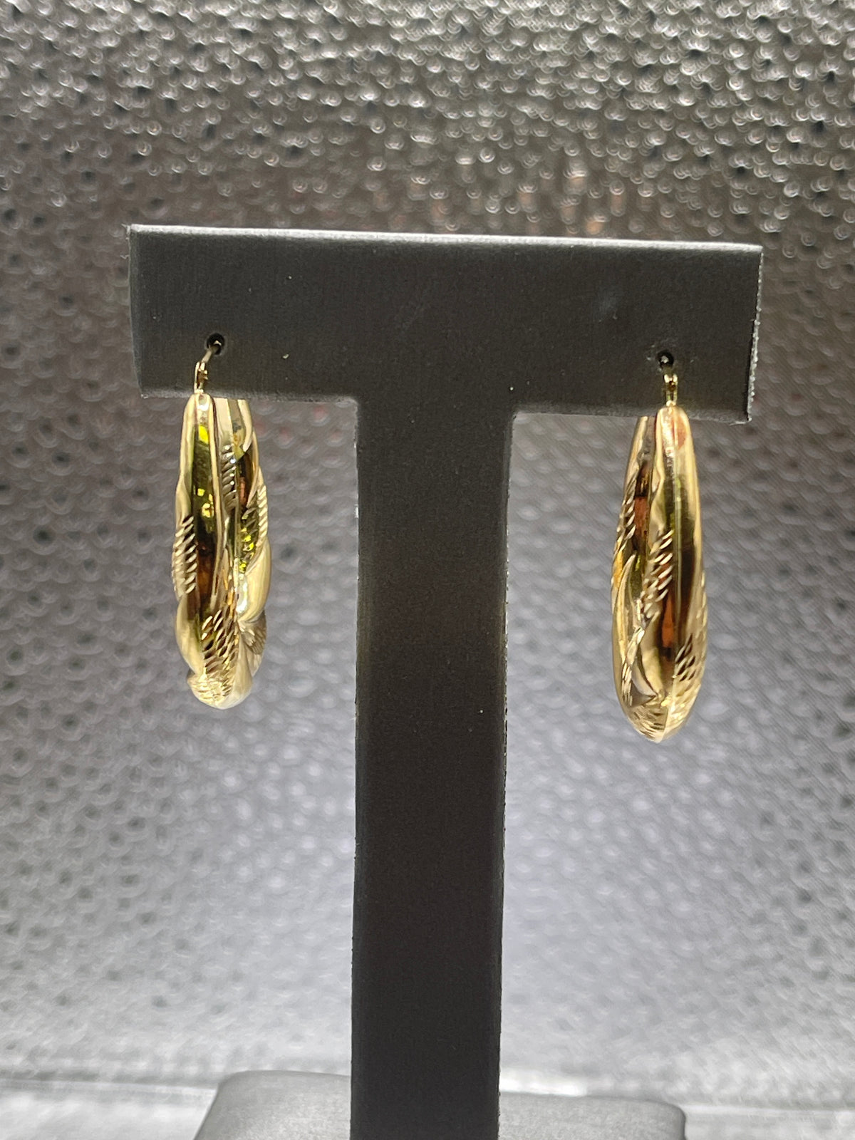 Ladies 14 Karat Solid Yellow Gold Fancy Hoop Earrings