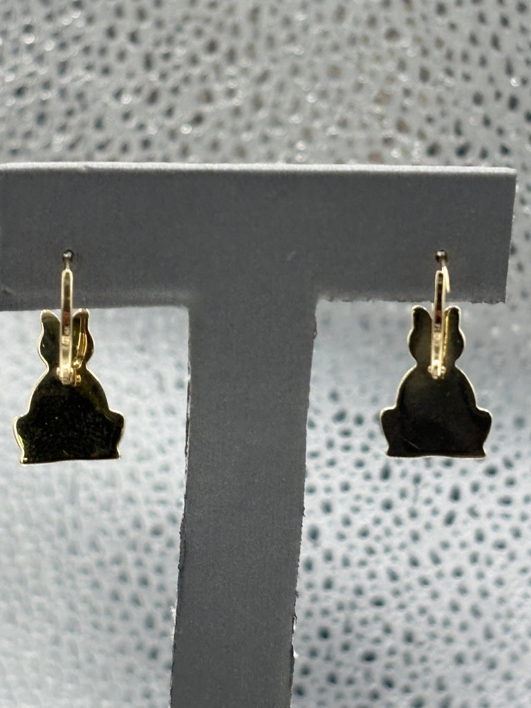 14 Karat Yellow Gold Ladies Kitty Cat Earrings