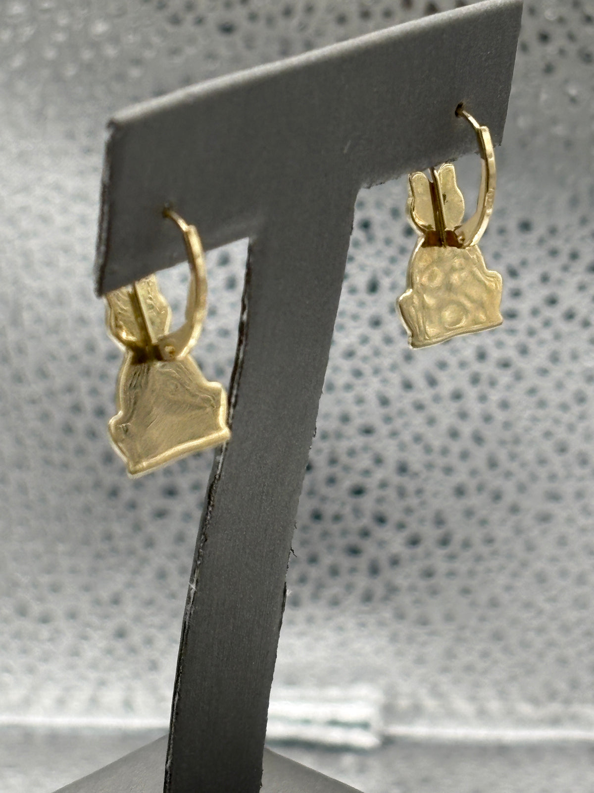 14 Karat Yellow Gold Ladies Kitty Cat Earrings