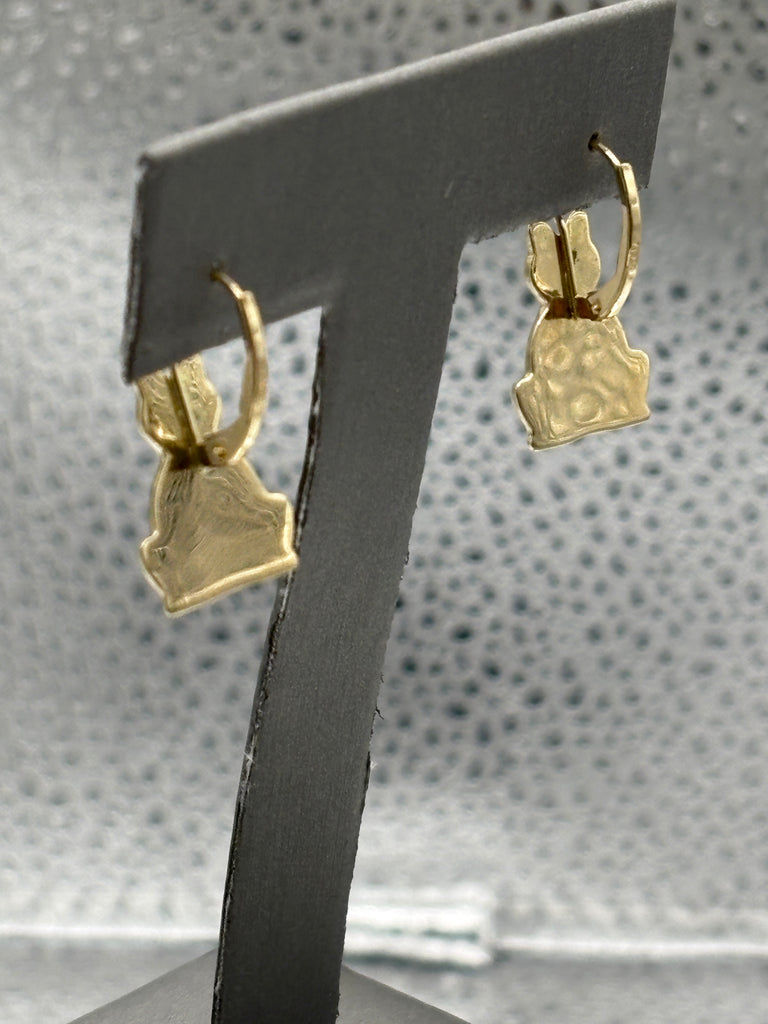 14 Karat Yellow Gold Ladies Kitty Cat Earrings