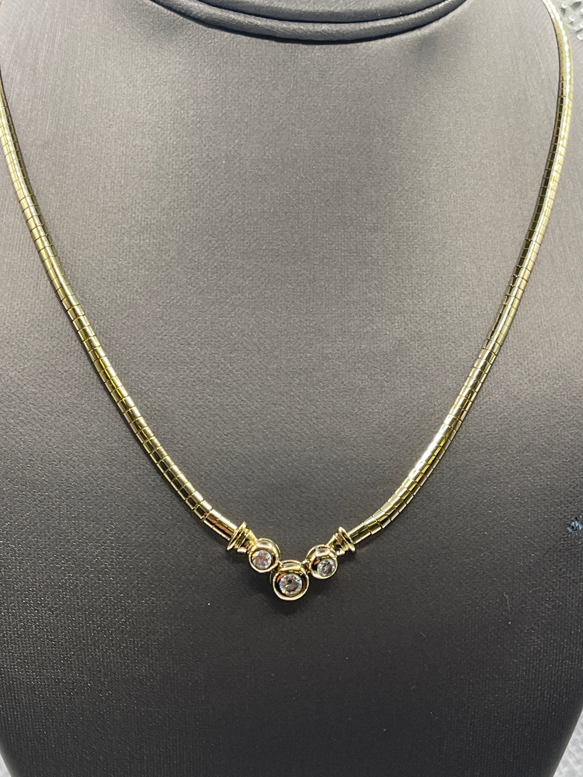 View one of Ladies 14 Karat Solid Yellow Gold Diamond Necklace
