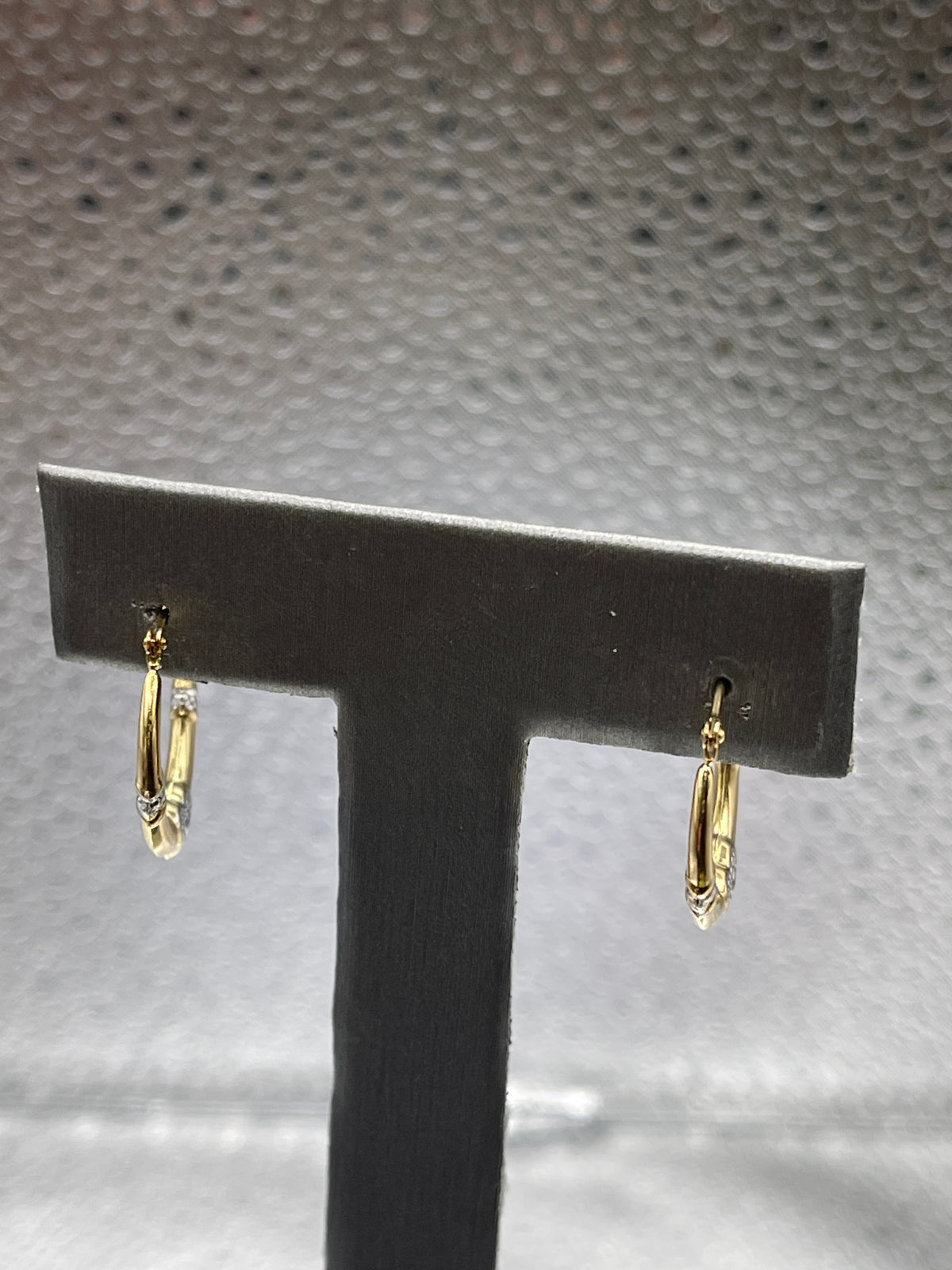 Ladies 14 Karat Solid Yellow and White Gold Heart Hoop Earrings