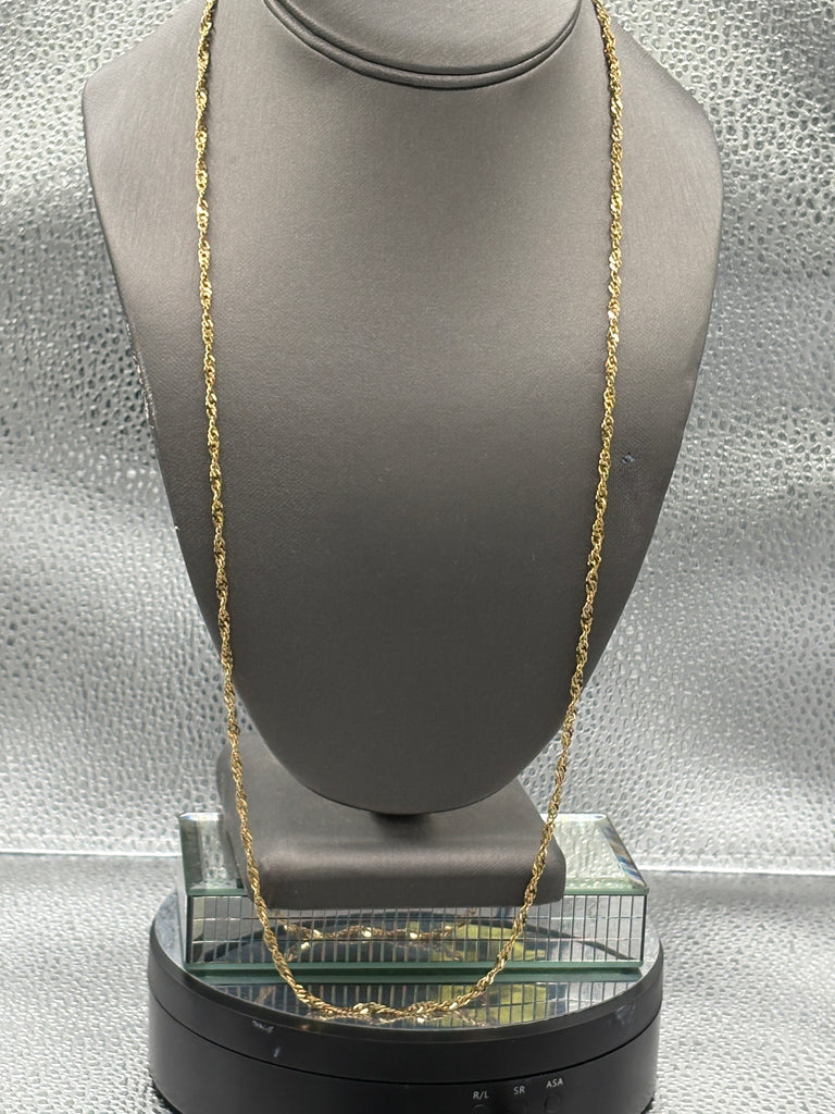 14 Karat Yellow Gold Ladies Twisted Sparkle Chain