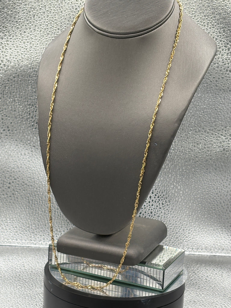 14 Karat Yellow Gold Ladies Twisted Sparkle Chain
