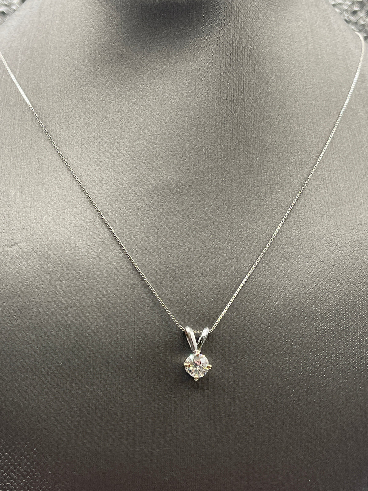 14 Karat Solid White Gold Diamond Necklace