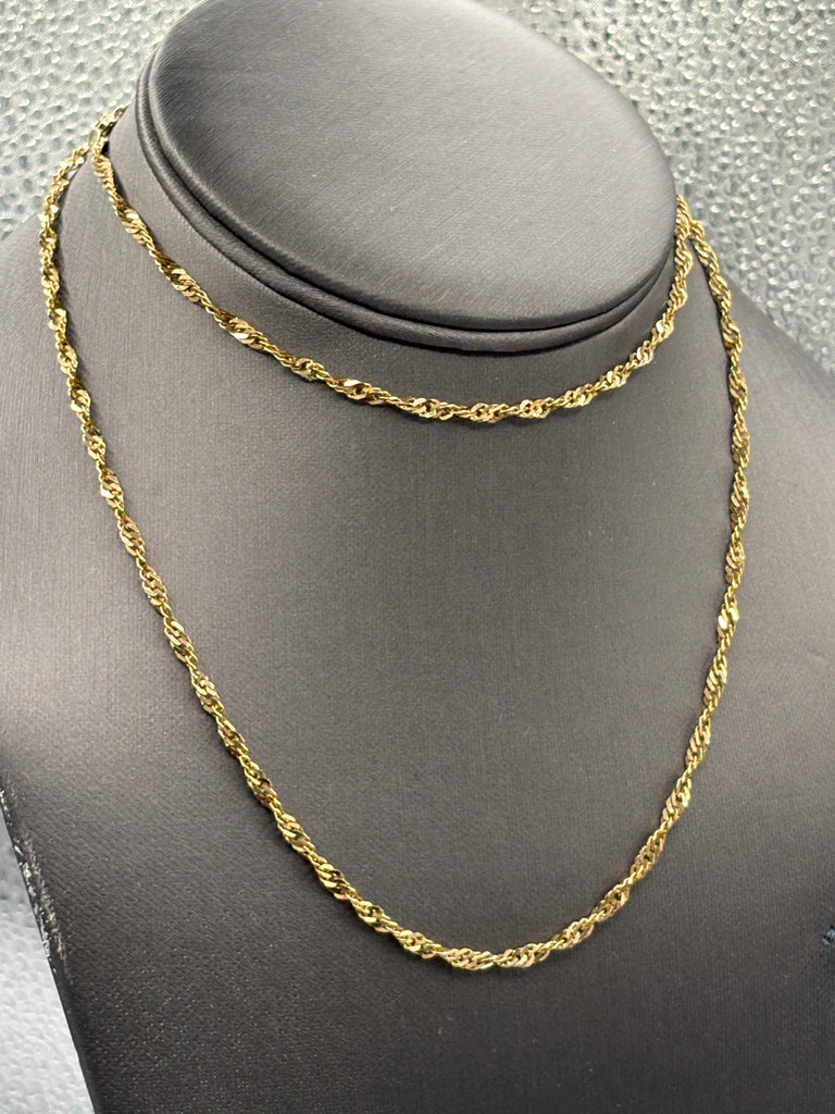 14 Karat Yellow Gold Ladies Twisted Sparkle Chain
