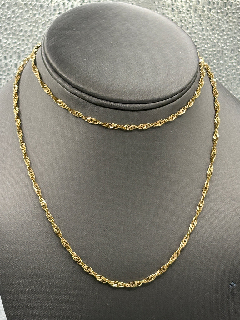 14 Karat Yellow Gold Ladies Twisted Sparkle Chain