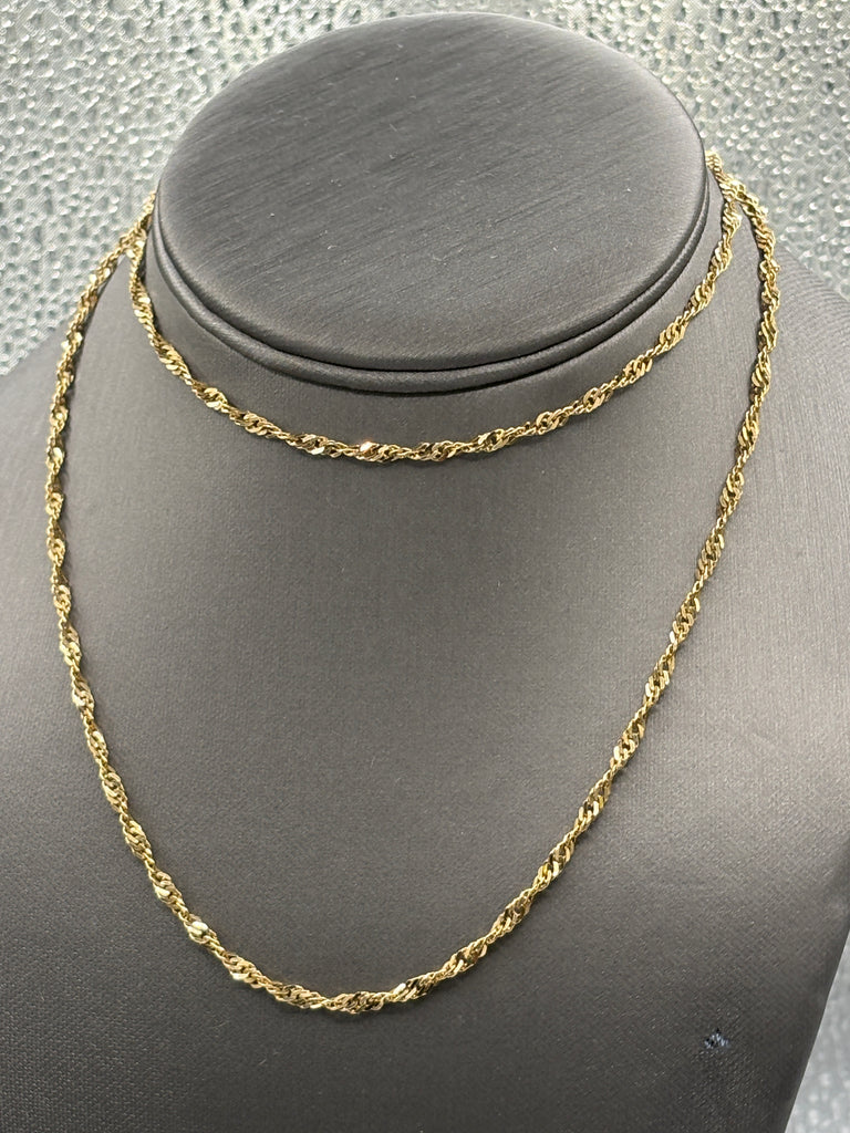 14 Karat Yellow Gold Ladies Twisted Sparkle Chain