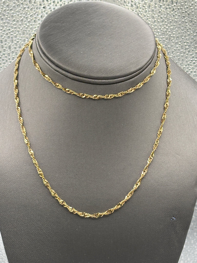 14 Karat Yellow Gold Ladies Twisted Sparkle Chain
