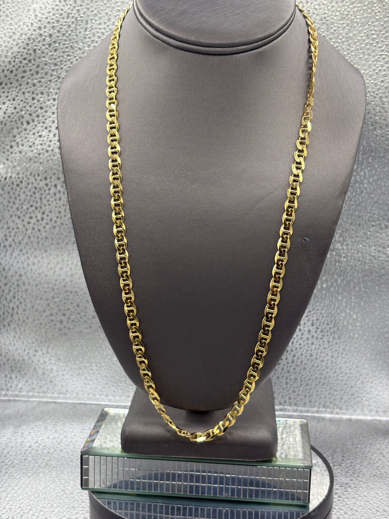 14 Karat Yellow Gold Ladies/Gents Solid Anchor Link Mariner Chain