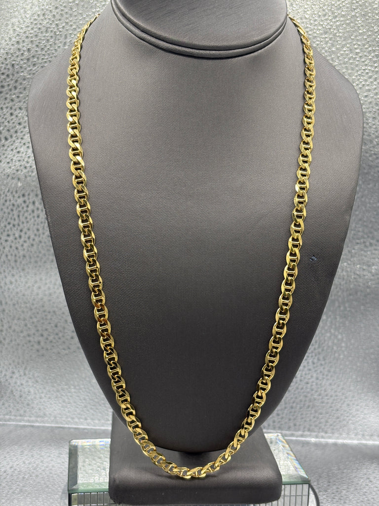 14 Karat Yellow Gold Ladies/Gents Solid Anchor Link Mariner Chain