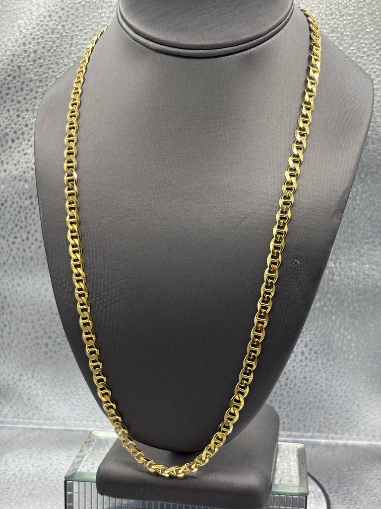 14 Karat Yellow Gold Ladies/Gents Solid Anchor Link Mariner Chain