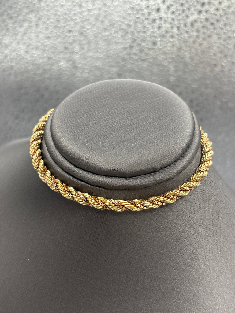 14 Karat Yellow Gold Ladies Vintage Rope & Box Link Bracelet
