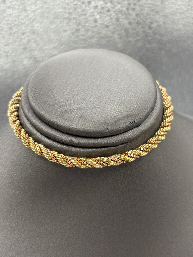 14 Karat Yellow Gold Ladies Vintage Rope & Box Link Bracelet