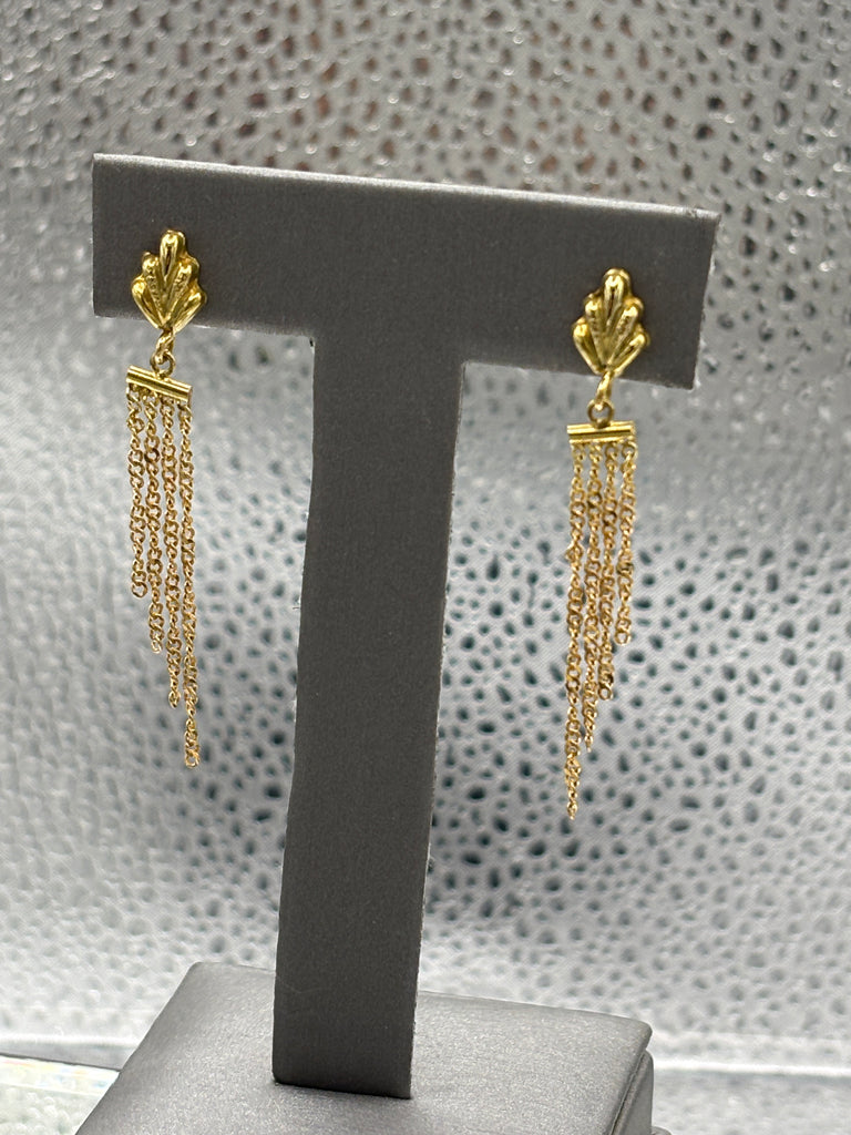 18 Karat Yellow Gold Ladies Dangling Chandelier Tassel Earrings