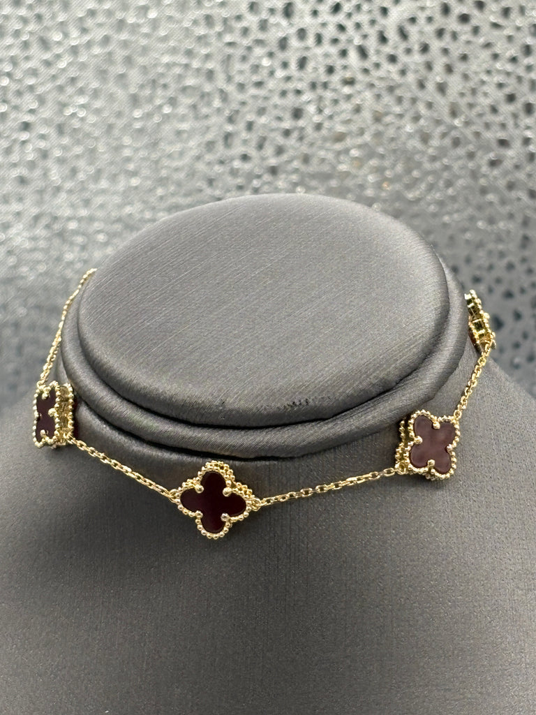 Van Cleef & Arpels Vintage 18 KT Y/G Alhambra Carnelian Bracelet