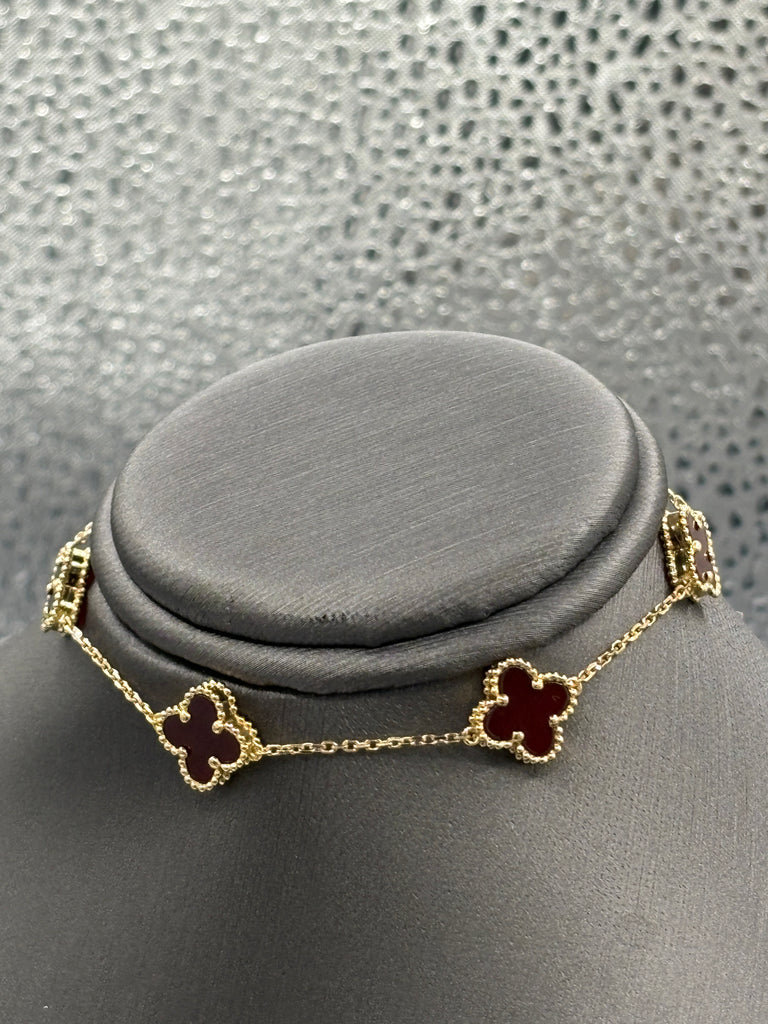 Van Cleef & Arpels Vintage 18 KT Y/G Alhambra Carnelian Bracelet