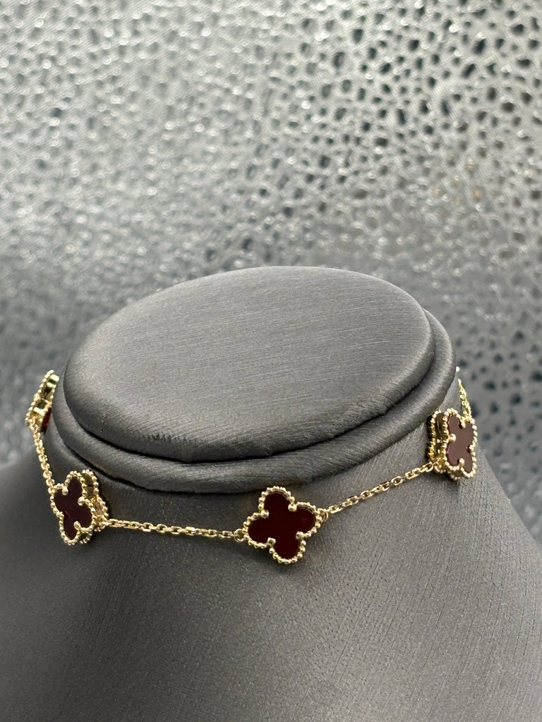 Van Cleef & Arpels Vintage 18 KT Y/G Alhambra Carnelian Bracelet