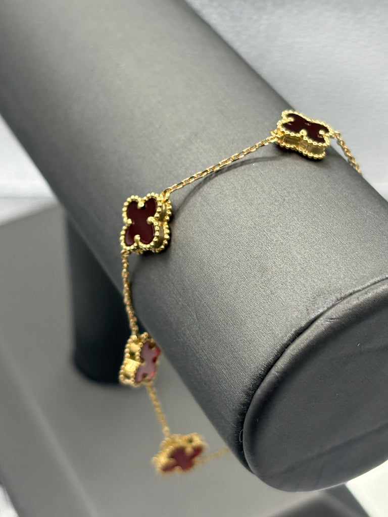 Van Cleef & Arpels Vintage 18 KT Y/G Alhambra Carnelian Bracelet