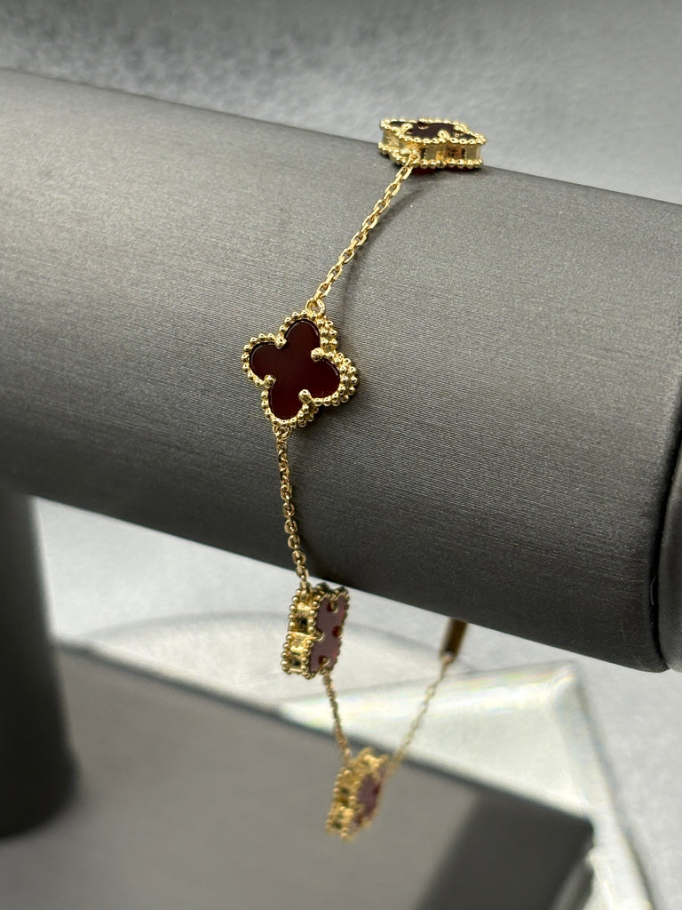 Van Cleef & Arpels Vintage 18 KT Y/G Alhambra Carnelian Bracelet