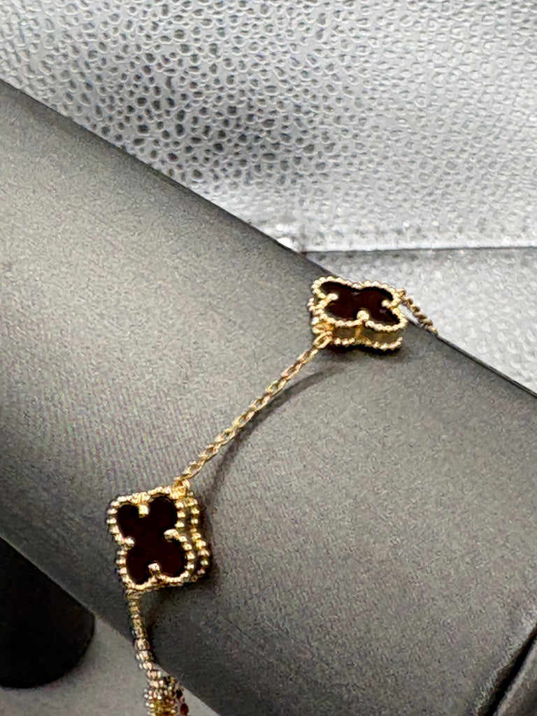 Van Cleef & Arpels Vintage 18 KT Y/G Alhambra Carnelian Bracelet