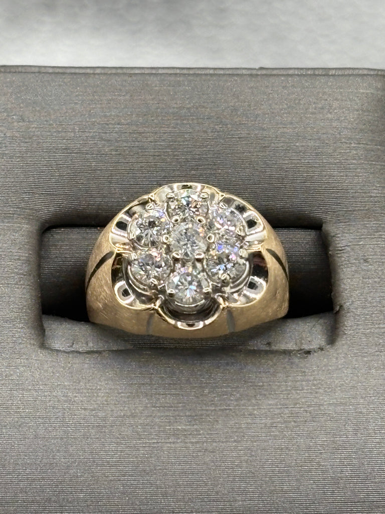 14 Karat Yellow Gold Ladies/Gents Diamond Cluster Ring