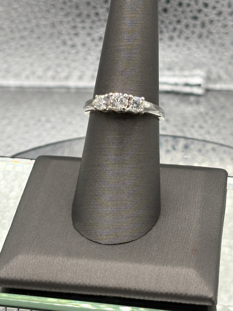 14 Karat White Gold Ladies Past Present Future Diamond Ring