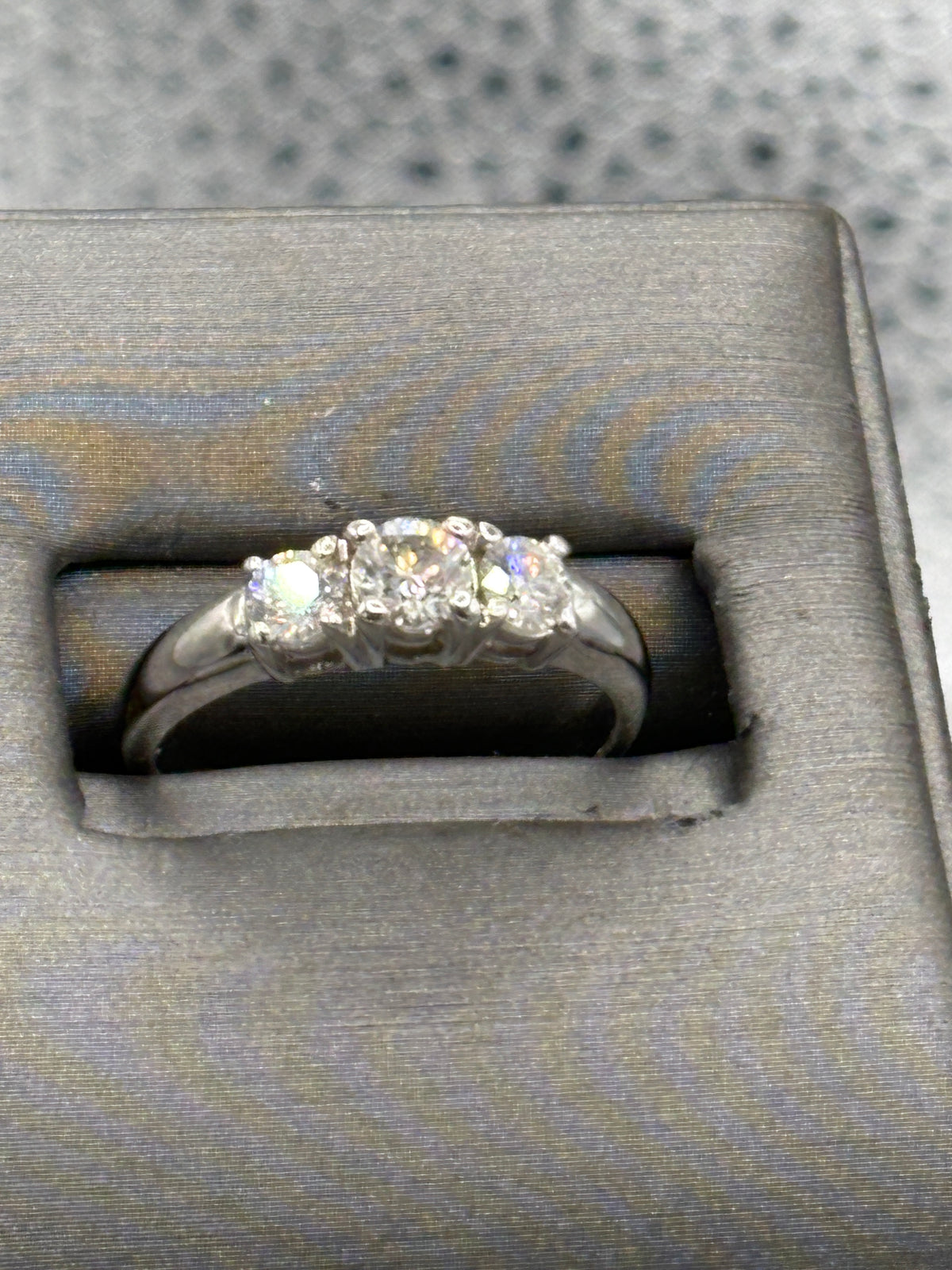 14 Karat White Gold Ladies Past Present Future Diamond Ring
