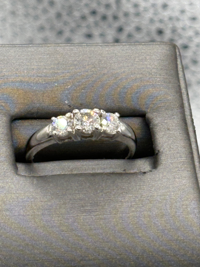 14 Karat White Gold Ladies Past Present Future Diamond Ring