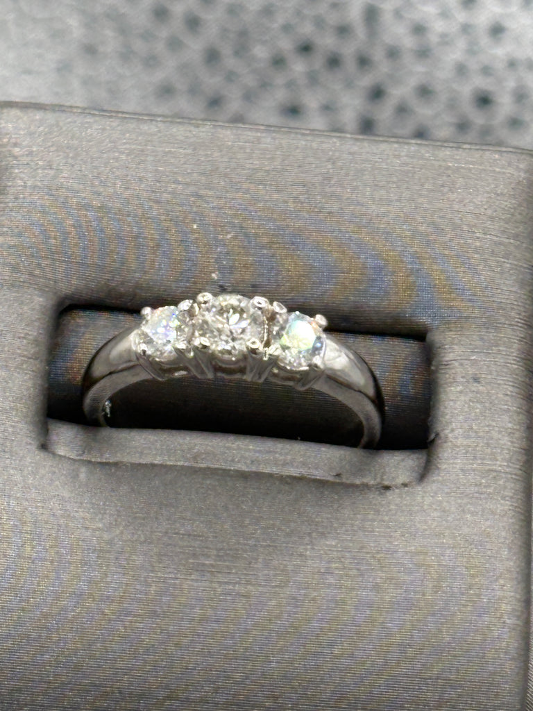 14 Karat White Gold Ladies Past Present Future Diamond Ring