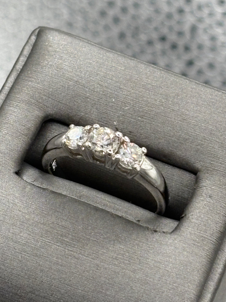 14 Karat White Gold Ladies Past Present Future Diamond Ring