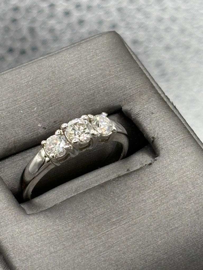 14 Karat White Gold Ladies Past Present Future Diamond Ring