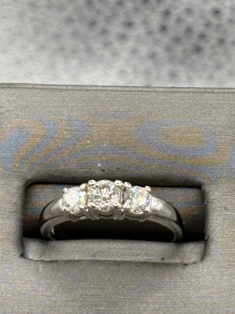 14 Karat White Gold Ladies Past Present Future Diamond Ring