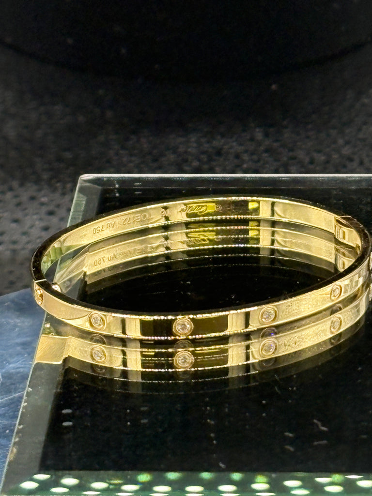Cartier Vintage Love Bracelet 18 Karat Y/G Full Diamond Bracelet 16