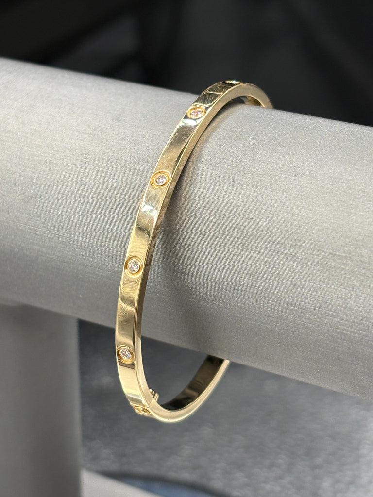 Cartier Vintage Love Bracelet 18 Karat Y/G Full Diamond Bracelet 16