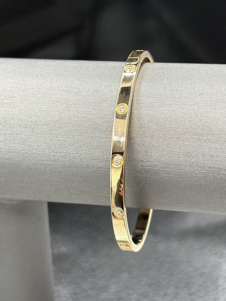 Cartier Vintage Love Bracelet 18 Karat Y/G Full Diamond Bracelet 16