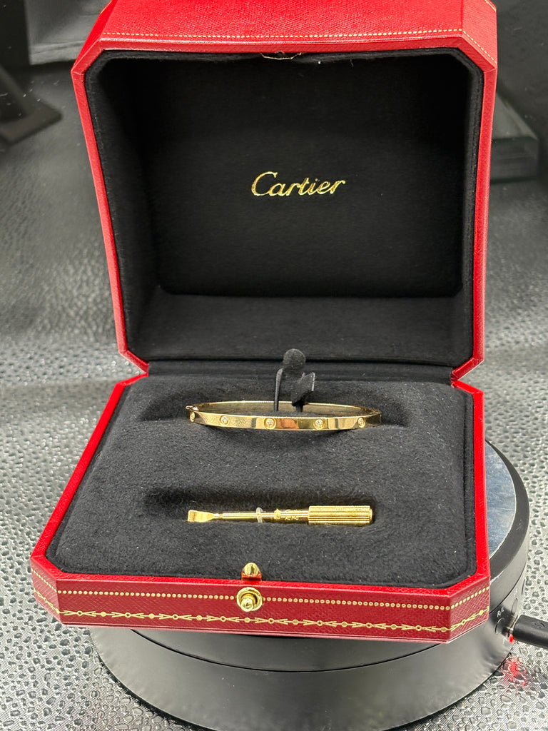 Cartier Vintage Love Bracelet 18 Karat Y/G Full Diamond Bracelet 16