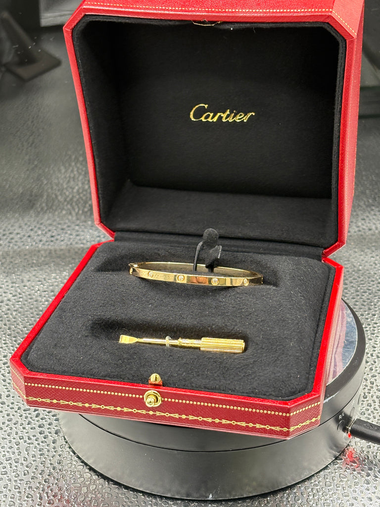 Cartier Vintage Love Bracelet 18 Karat Y/G Full Diamond Bracelet 16
