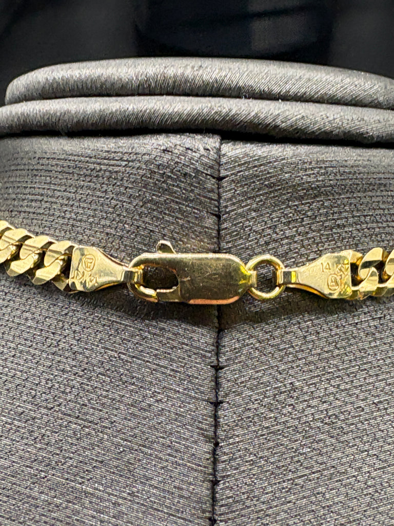 14 Karat Yellow Gold Men’s/Ladies Concave Curb Link Bracelet