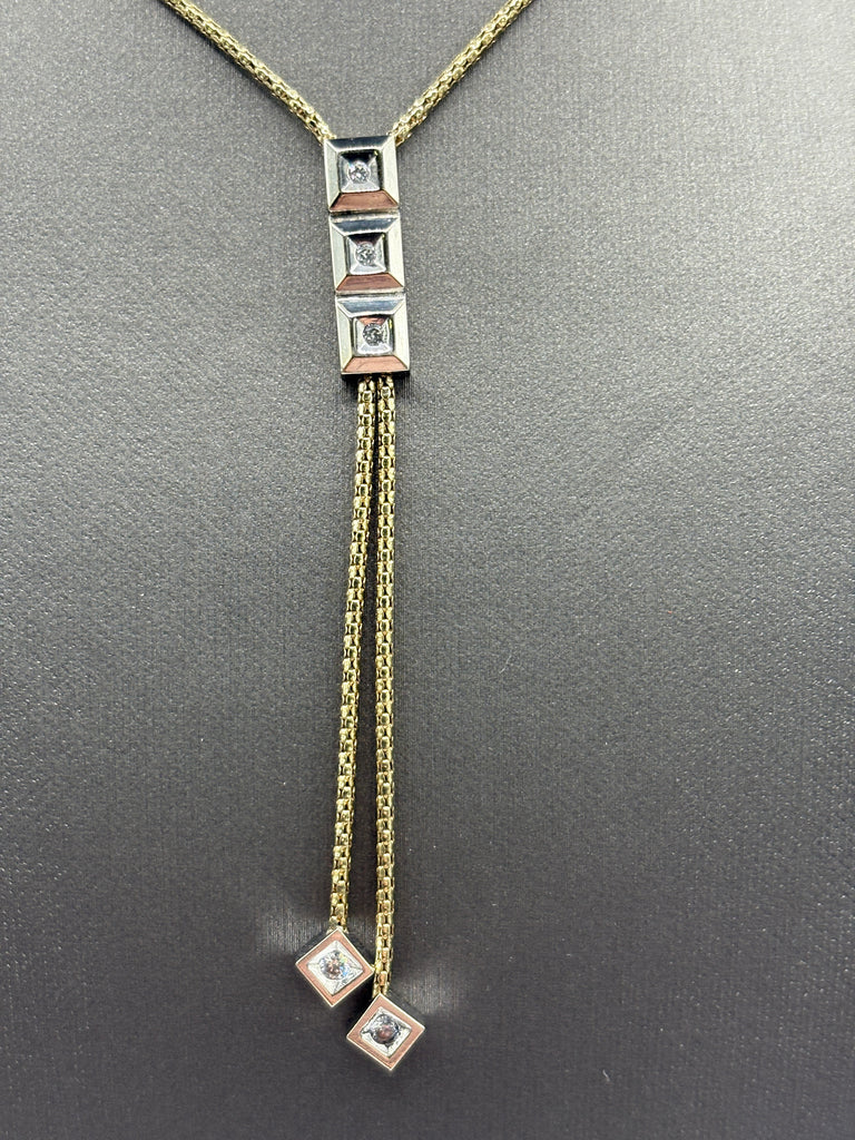 14 Karat Yellow Gold Lariat Necklace With Diamond Accents