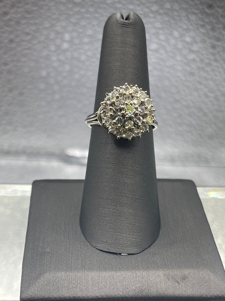 View two of Beautiful Vintage Ladies Diamond Starburst Bouquet Cocktail Ring