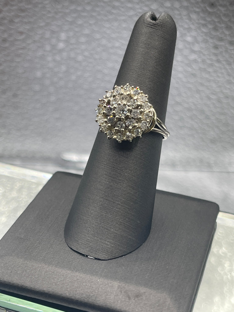 View three of Beautiful Vintage Ladies Diamond Starburst Bouquet Cocktail Ring