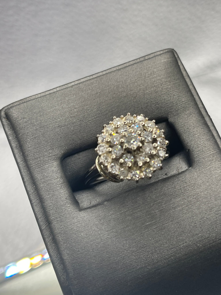 View five of Beautiful Vintage Ladies Diamond Starburst Bouquet Cocktail Ring