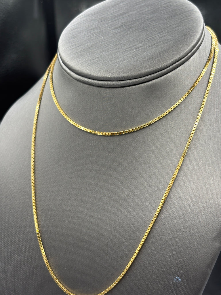 14 Karat Yellow Gold Ladies Box Link Chain