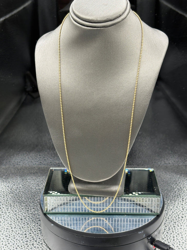 14 Karat Yellow Gold Ladies Solid Ball Chain