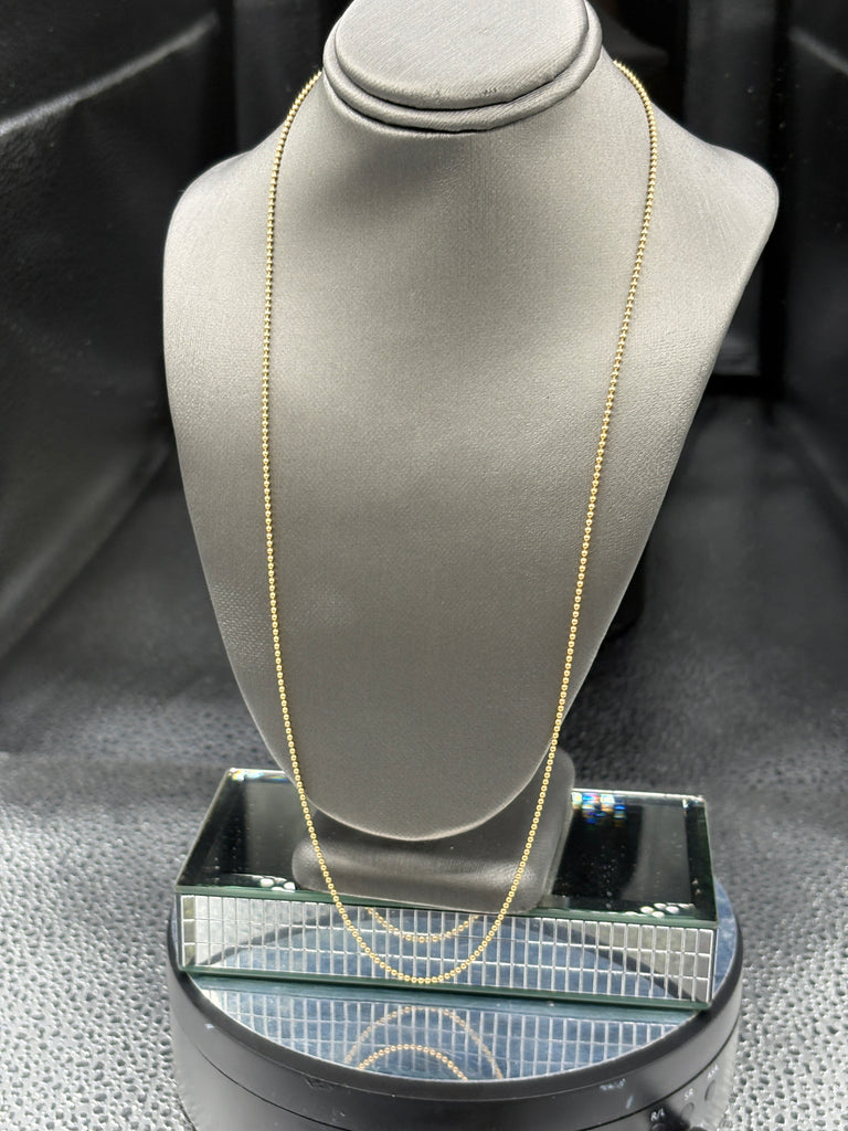14 Karat Yellow Gold Ladies Solid Ball Chain